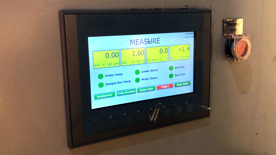 SOx scrubber gas monitor display